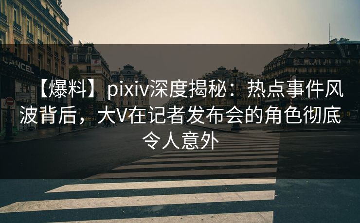 【爆料】pixiv深度揭秘：热点事件风波背后，大V在记者发布会的角色彻底令人意外