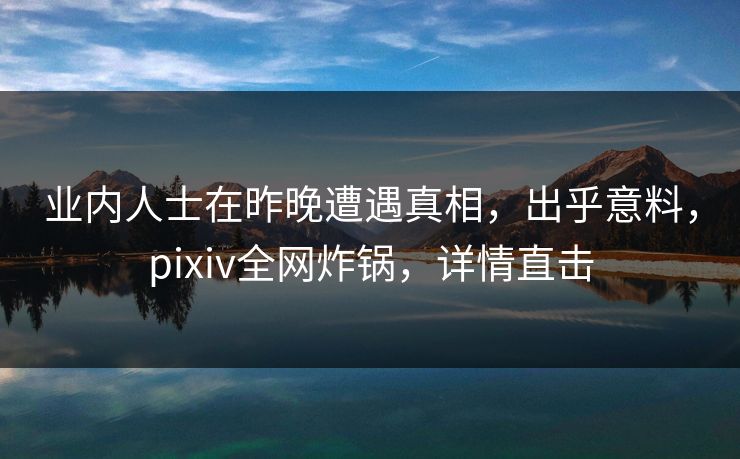业内人士在昨晚遭遇真相,出乎意料,pixiv全网炸锅,详情直击 业内人士在昨晚遭遇真相,出乎意料,pixiv全网炸锅,详情直击