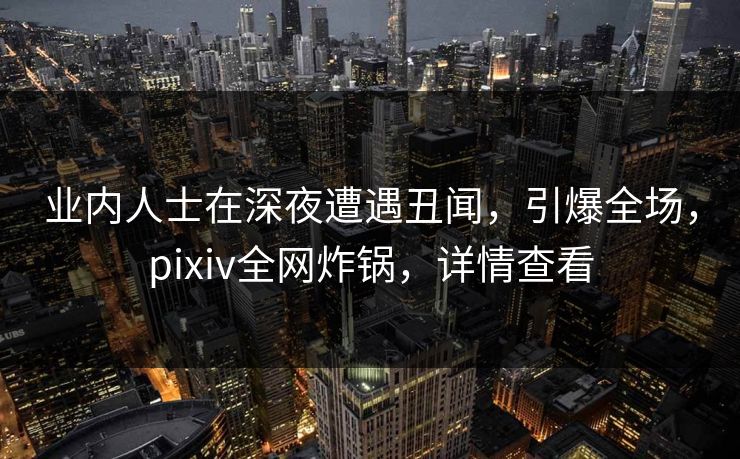 业内人士在深夜遭遇丑闻，引爆全场，pixiv全网炸锅，详情查看