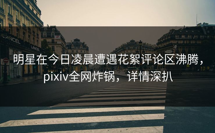 明星在今日凌晨遭遇花絮评论区沸腾，pixiv全网炸锅，详情深扒