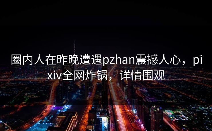 圈内人在昨晚遭遇pzhan震撼人心，pixiv全网炸锅，详情围观
